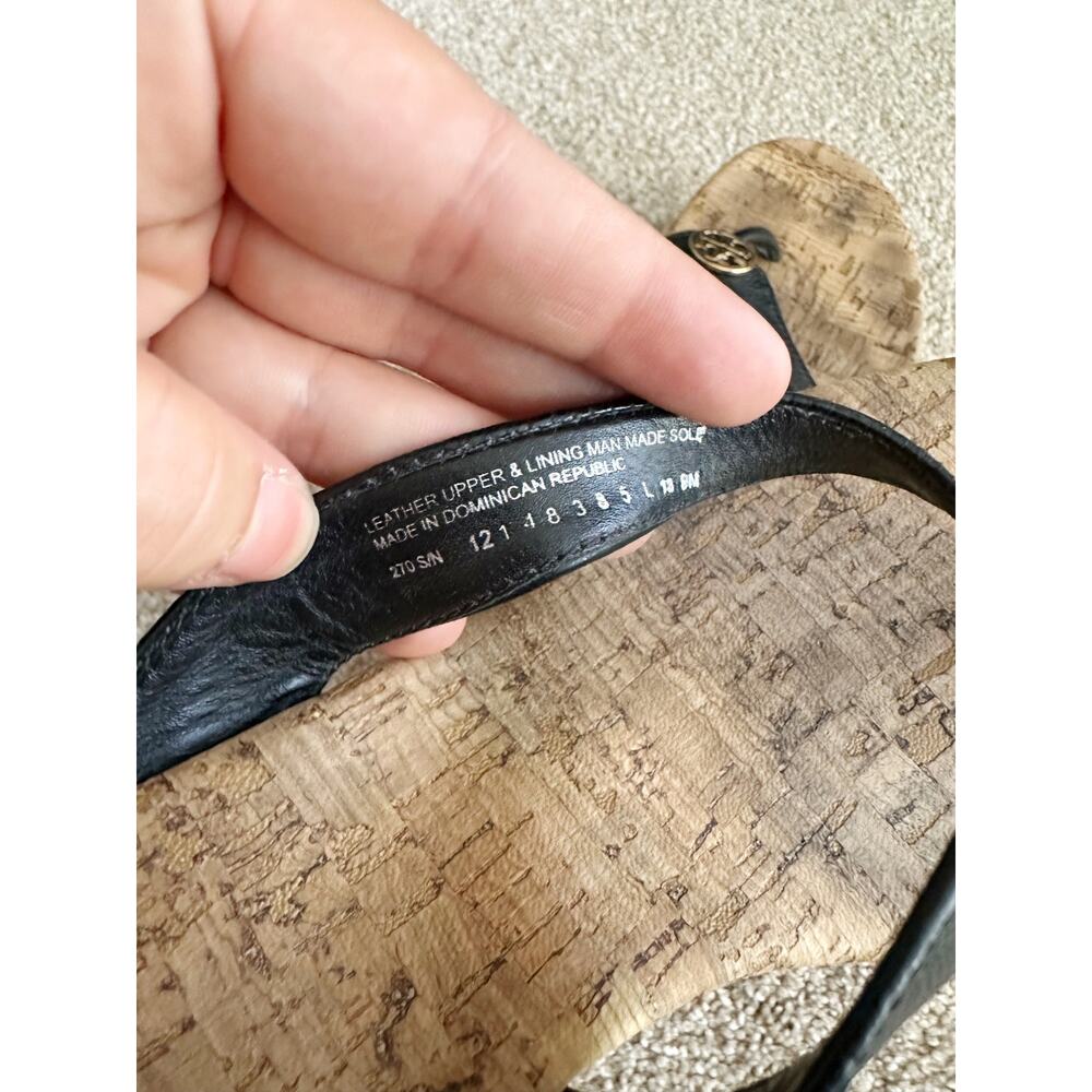 Tory Burch Cork Wedge Sandals In Black Size 9 - Picture 6 of 7